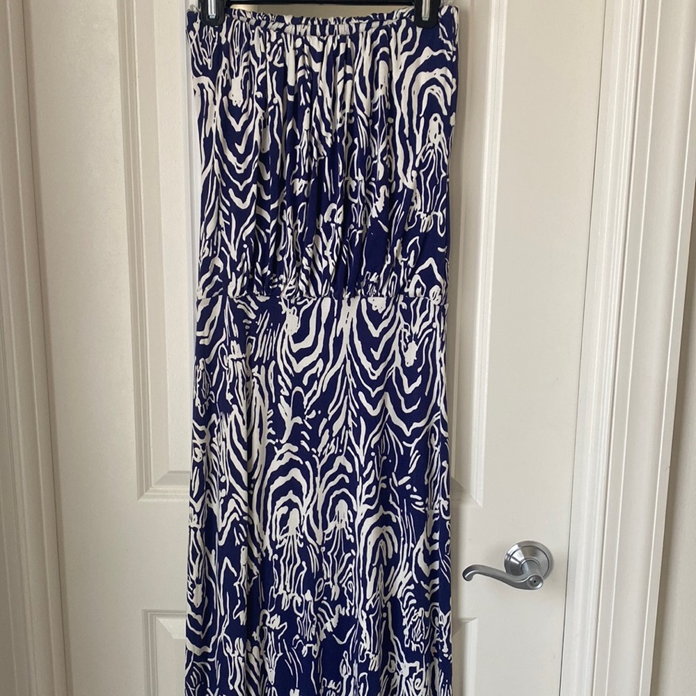 Lilly Pulitzer Navy Blue Printed Maxi Dress